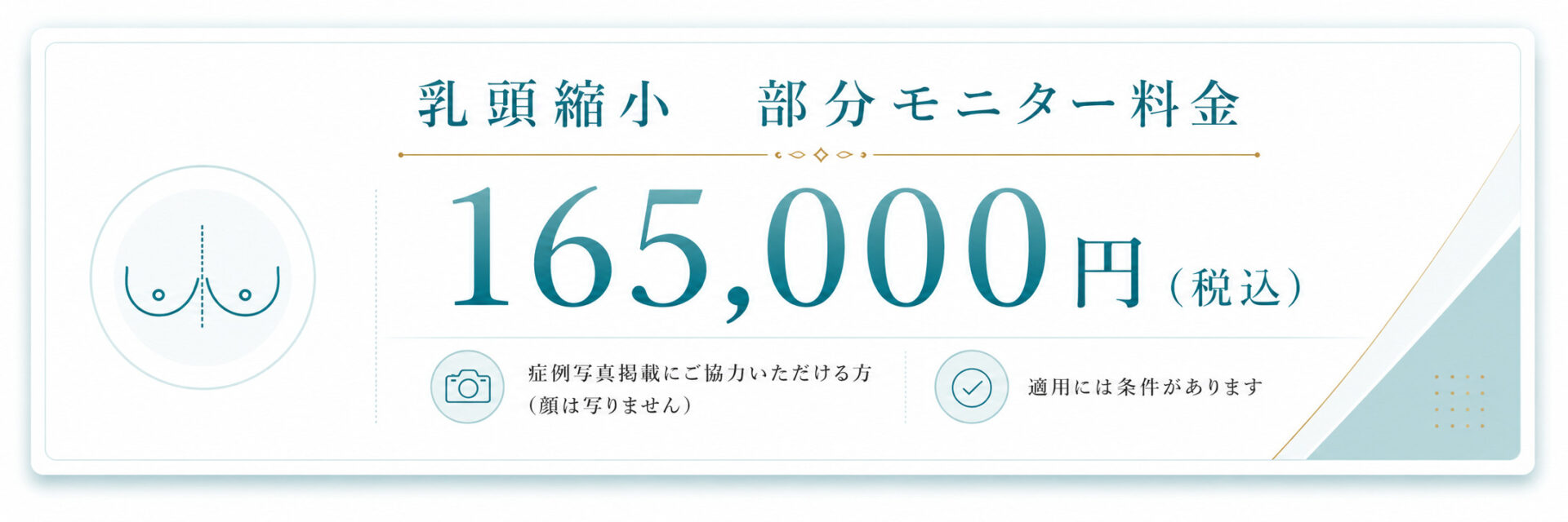 乳頭縮小　部分モニター料金198,000円（税込）